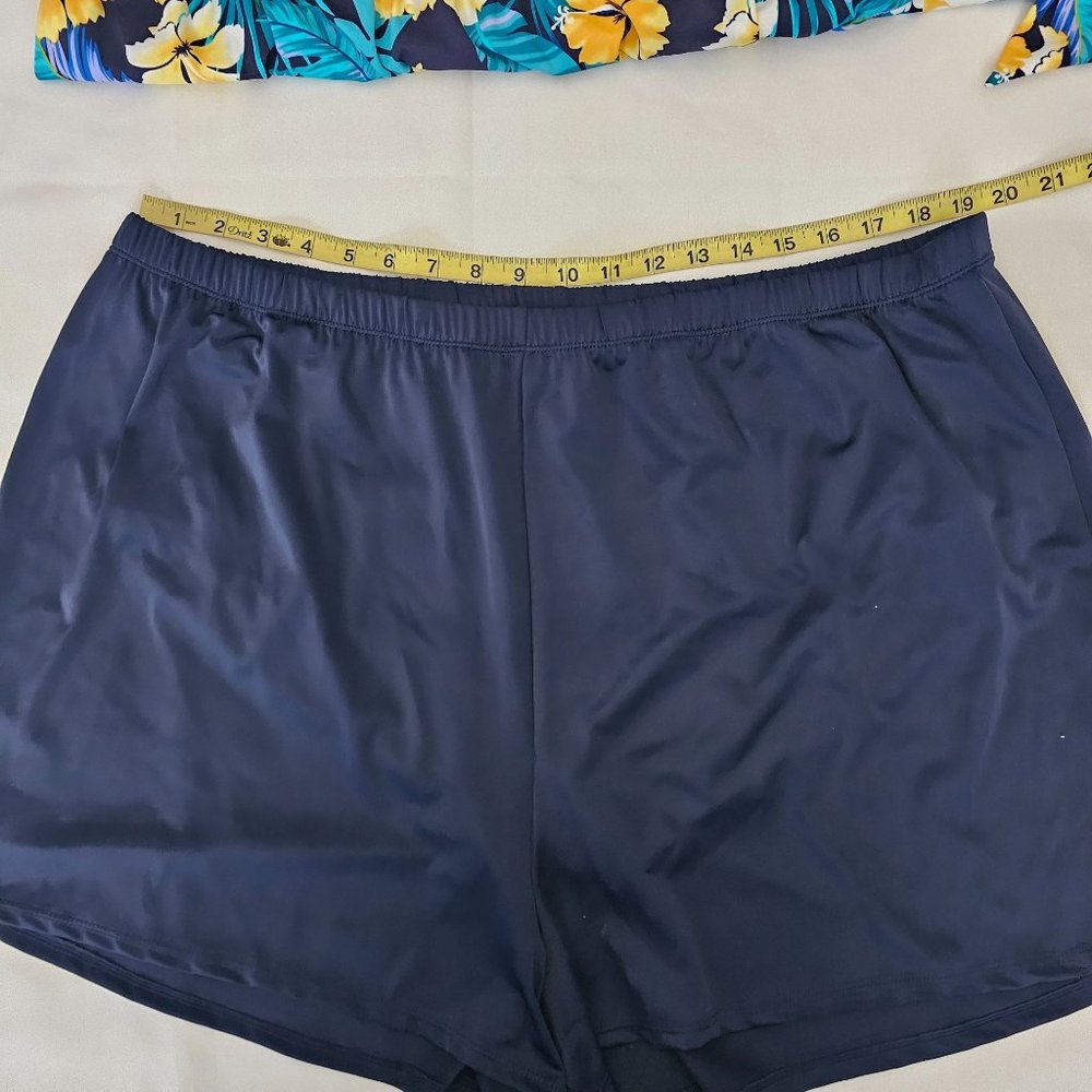 Swimsuit For All Women's Floral Side Tie Blouson Tankini And Shorts Plus Size 26 - Picture 13 of 16